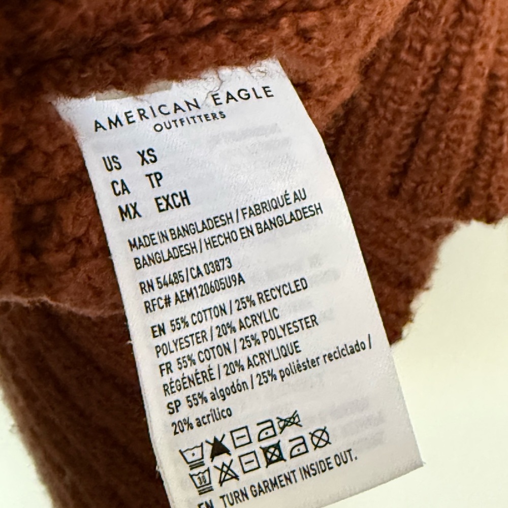 American Eagle Outfitters Rust Brown Cable Knit Sweater XS - Picture 5 of 5